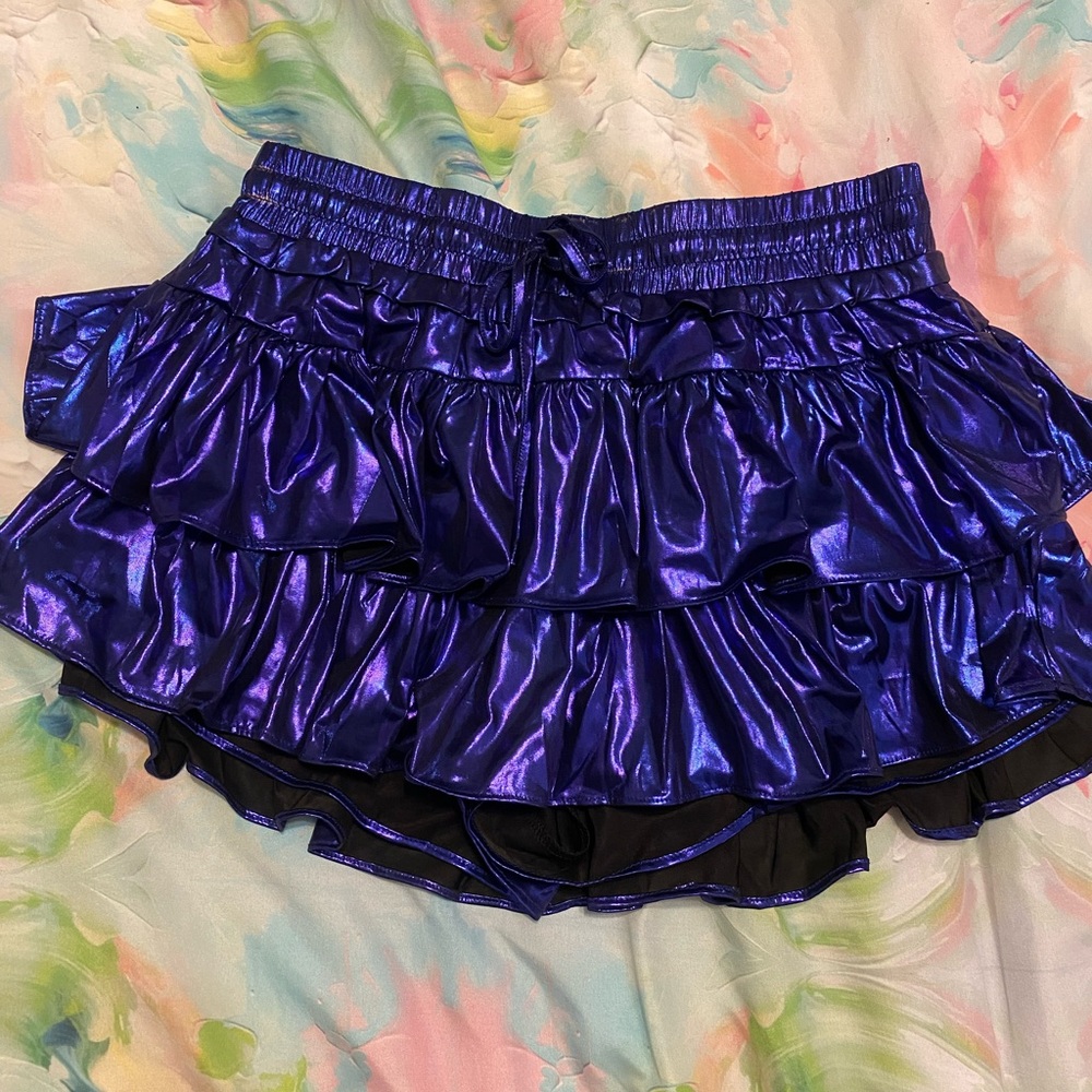 Metallic Midnight Blue Ruffle Tiered Skort - NWOT !!